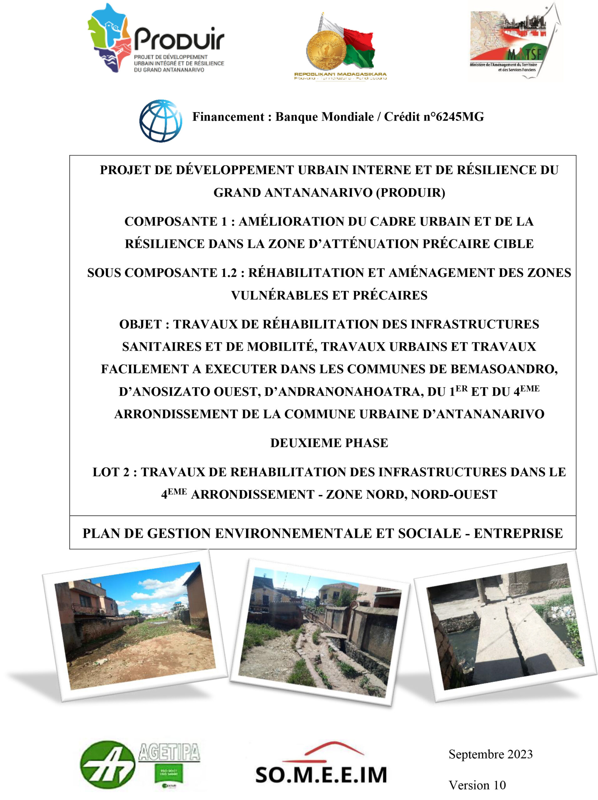 PLAN DE GESTION ENVIRONNEMENTALE ET SOCIALE – ENTREPRISE SOMEEIM – TRAVAUX URBAINS PHASE II